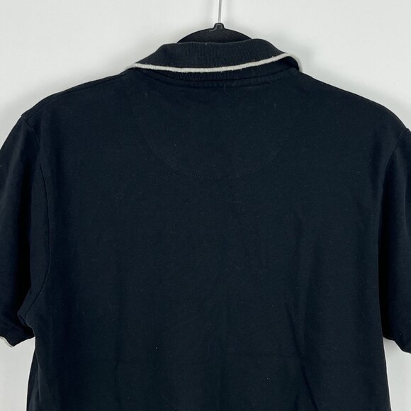 Van Heusen Polo T Shirt Size L Black Short Sleeve Button Up Collared Cotton - Picture 7 of 9